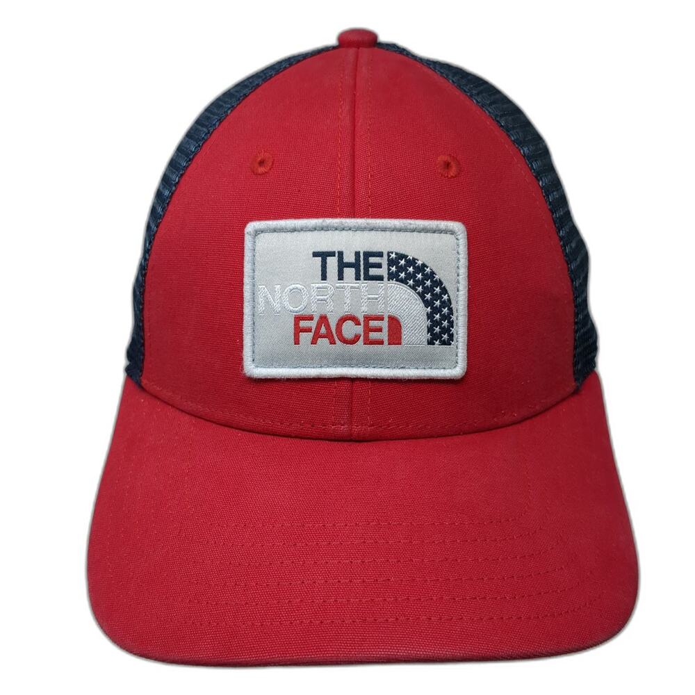The North Face Trucker Hat Red Blue One Size American Flag Patch Snapback